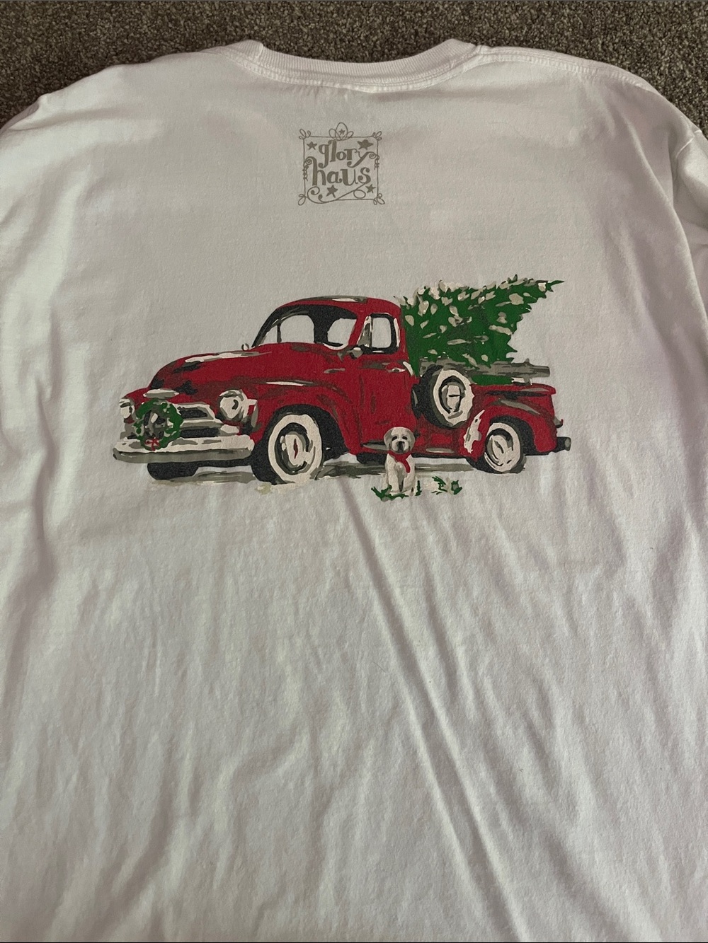 Comfort Colors White Long Sleeve Tee with Red Script - Picture 2 of 3